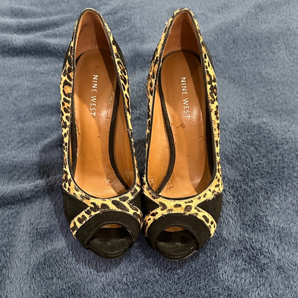 Nine West Black And Tan Animal Print Heels
